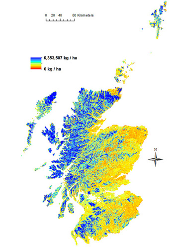 Digital soil mapping and remote sensing – modelling and remote sensing combined to produce an estimate of Total Soil Carbon per unit area across Scotland